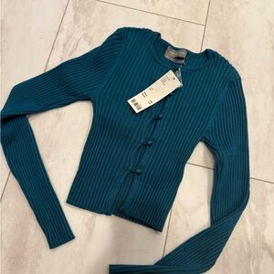 Urban Outfitters Teal Ribbed Cardigan